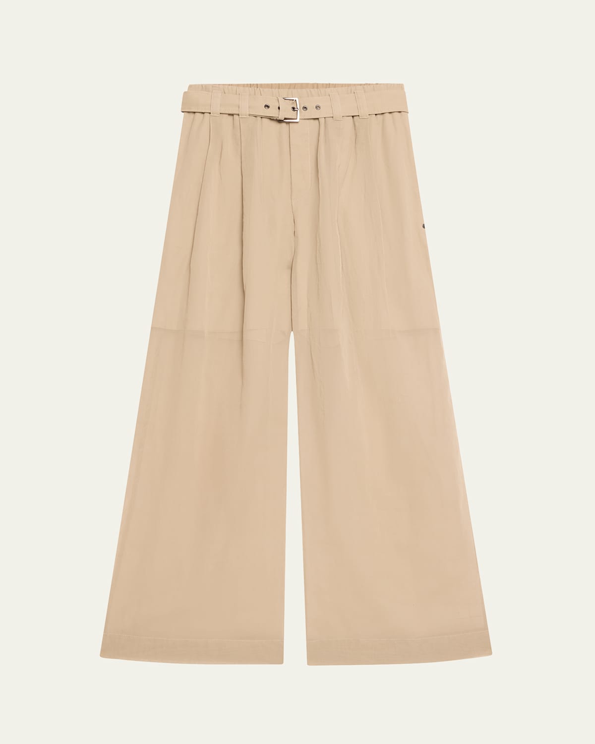 Belted Cotton Gauze Wide Leg Track Pants