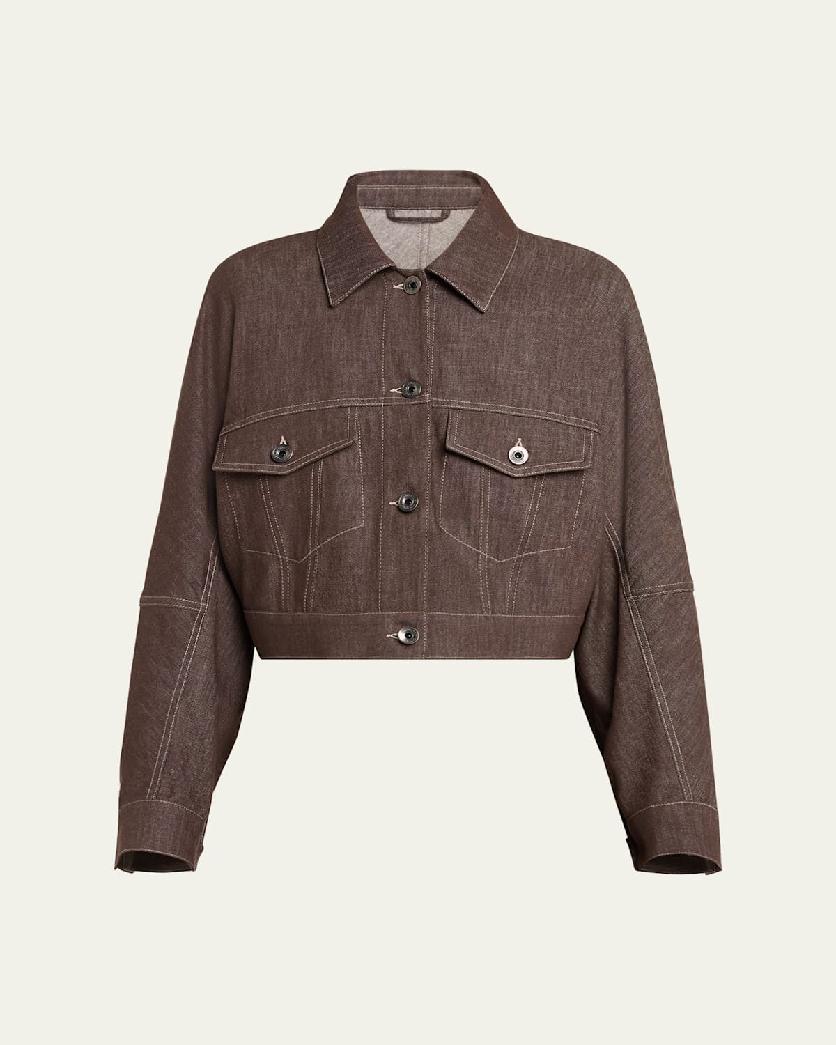 BRUNELLO CUCINELLI DENIM BUTTON FRONT CROPPED JACKET 