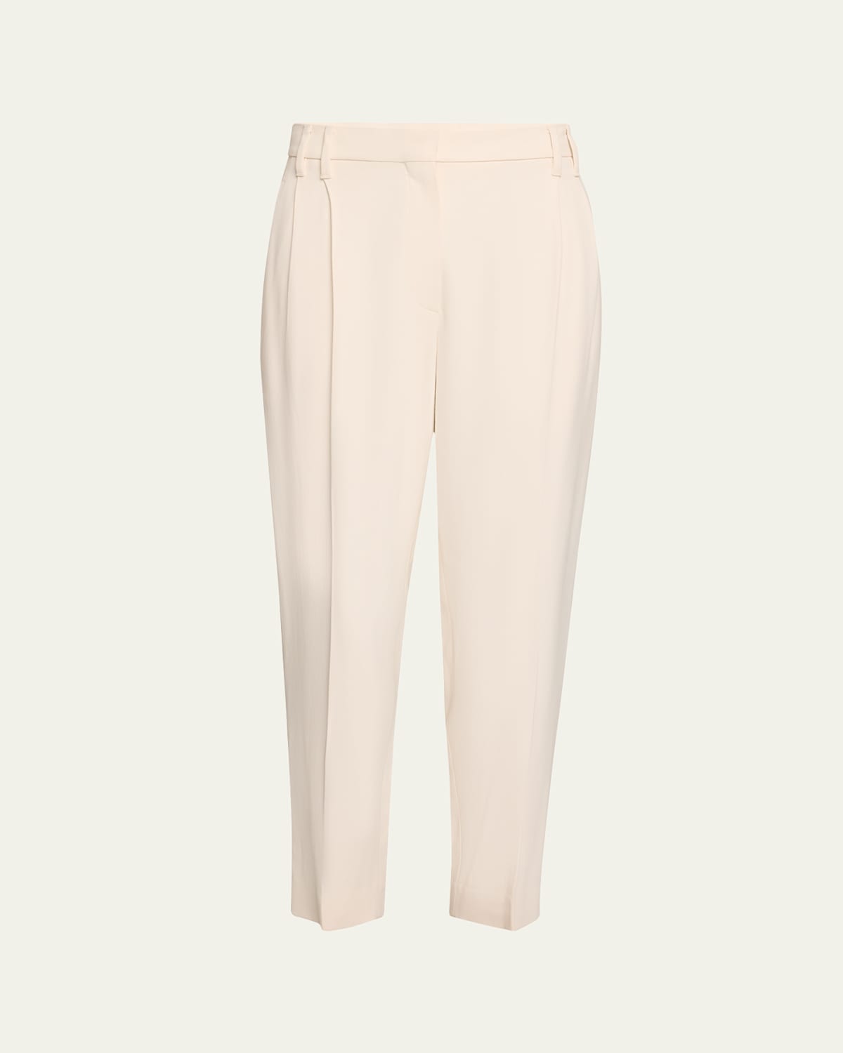 Brunello Cucinelli Pleated Canvas Twill Tailored Pants In Ivory