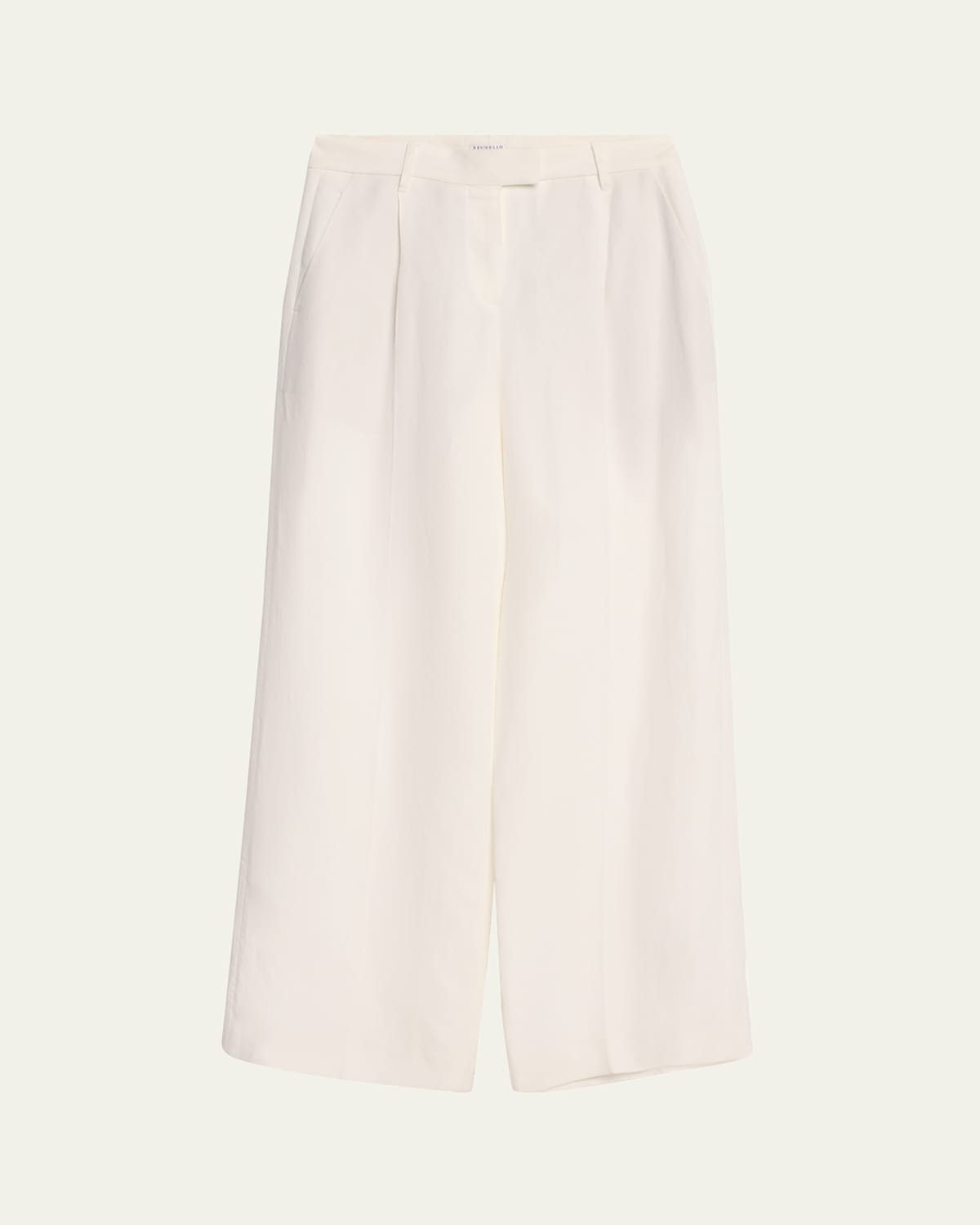 Brunello Cucinelli Wide-leg Fluid Linen Twill Tailored Pants In White