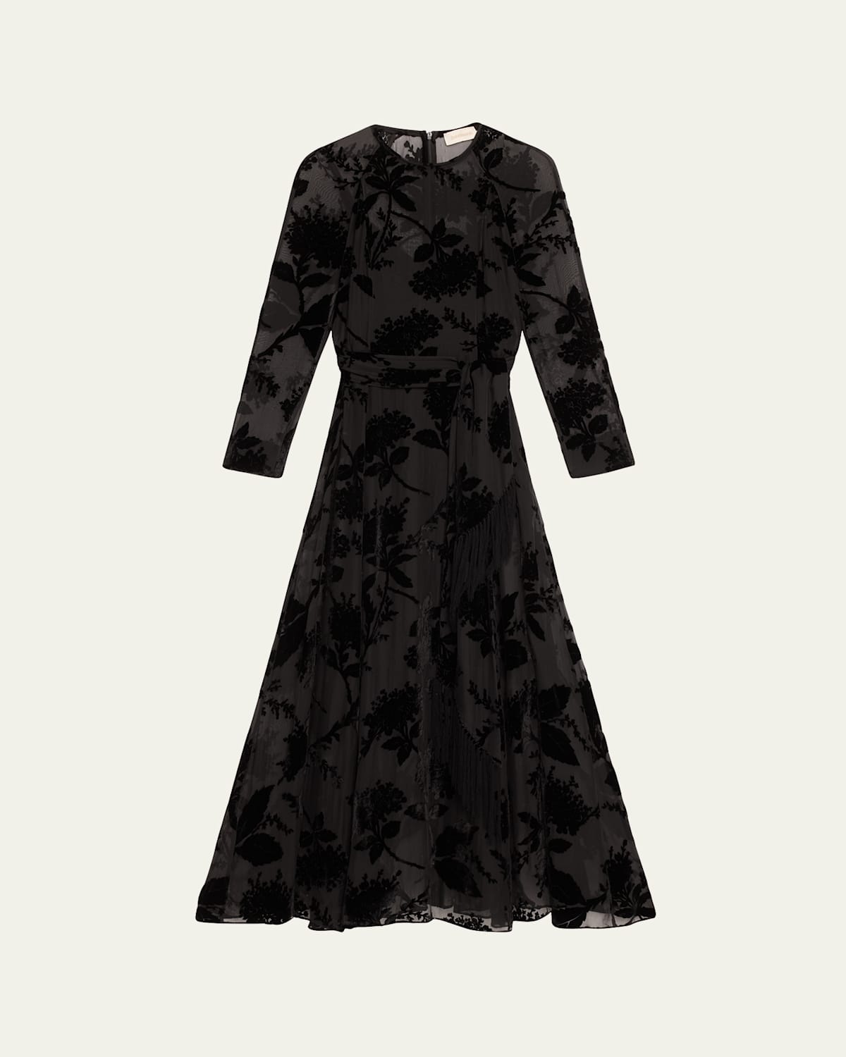 Zimmermann Womens Black Burnout Sheath Long-sleeve Woven Midi Dress In Black
