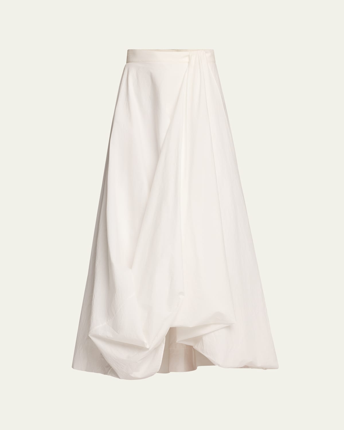 Brunello Cucinelli Long Cotton Skirt With Asymmetric Draped Detailing In White