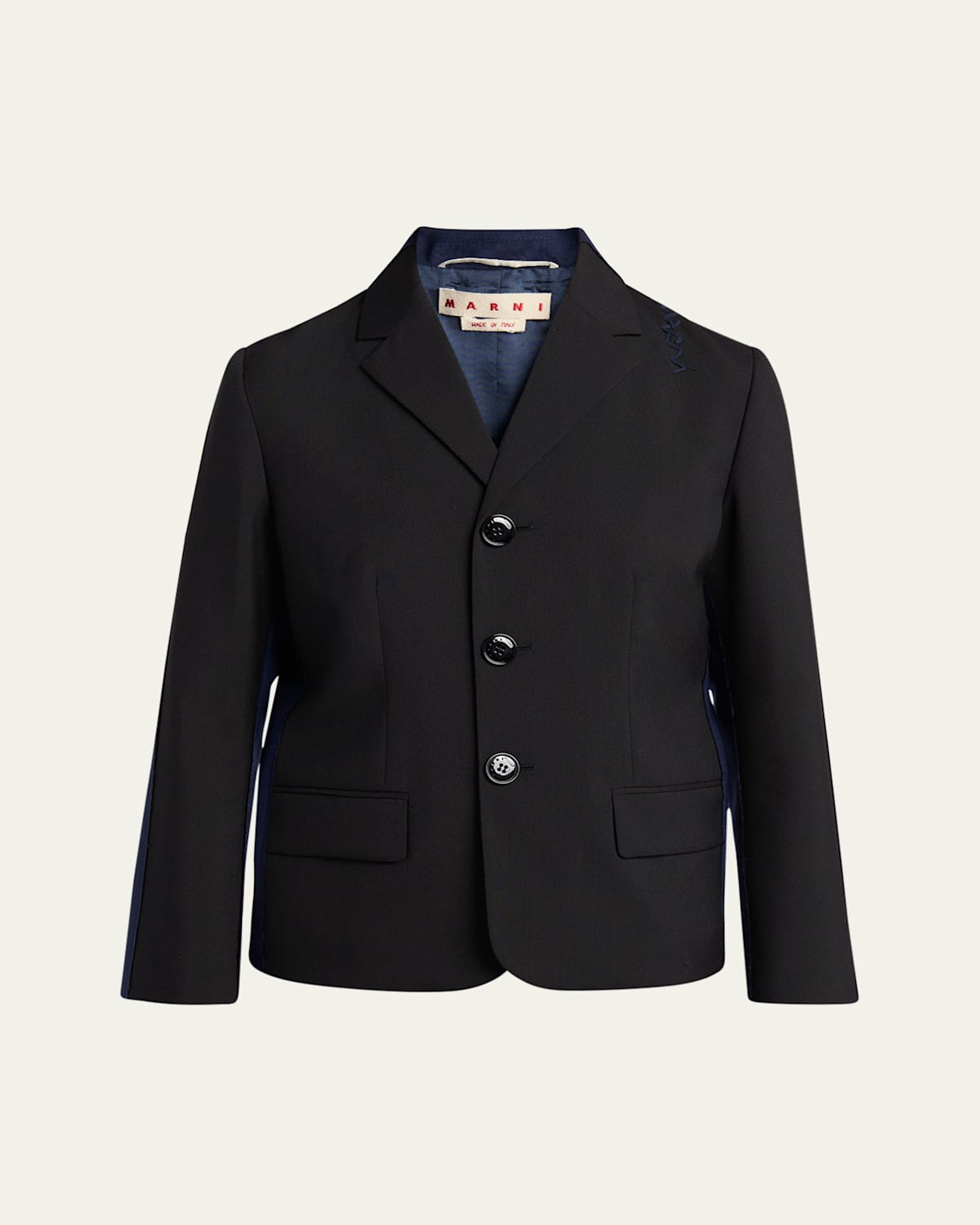 Marni Tailored Black Virgin Wool Blend  Blazer In Black