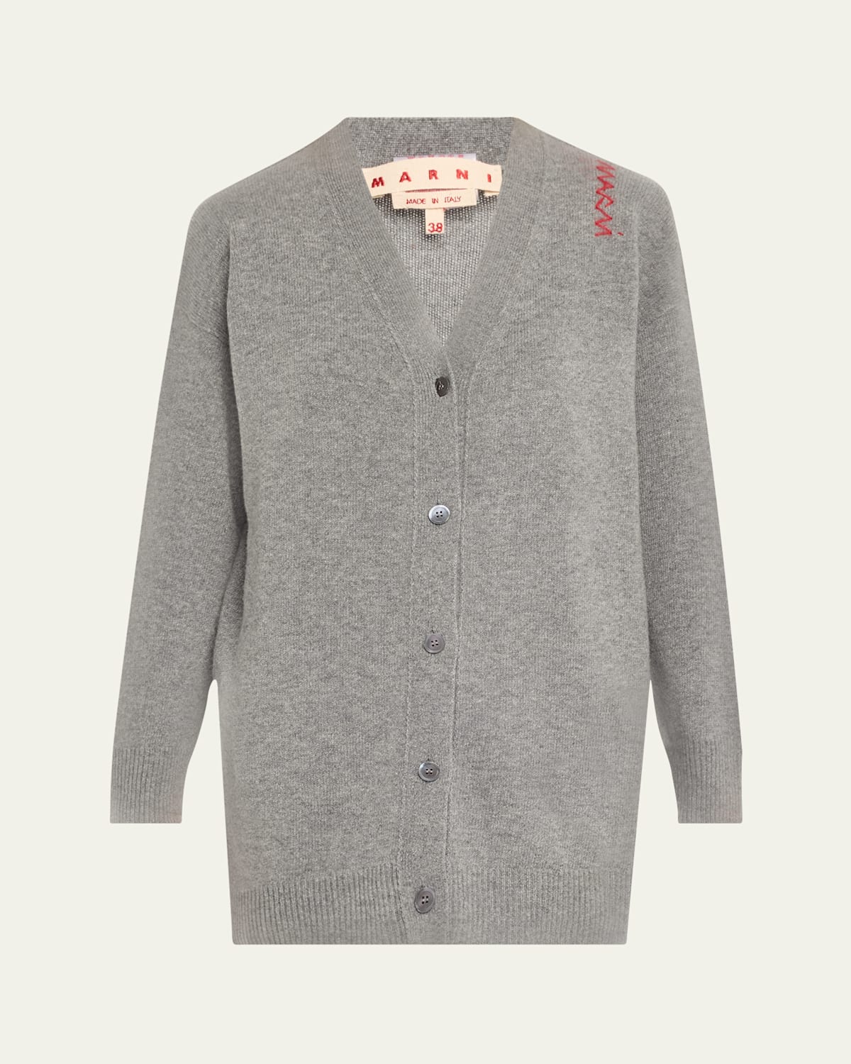 Marni Oversized V-neck Wool Cashmere Cardigan In Grey