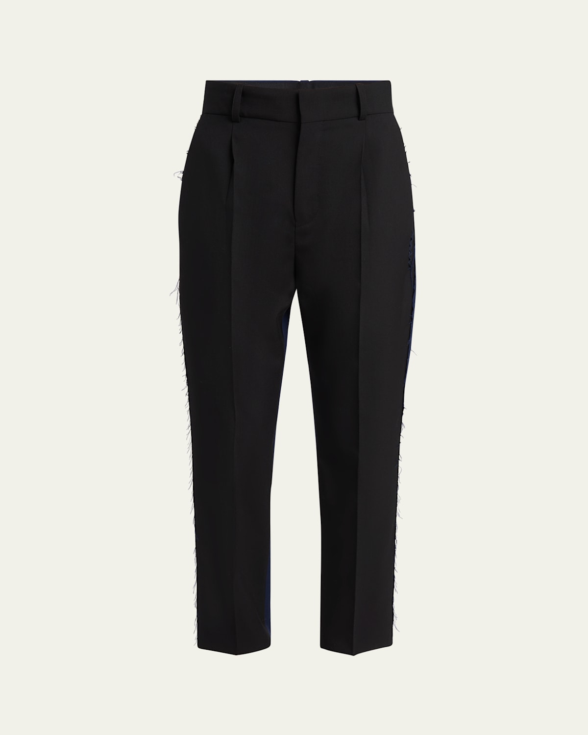 Marni Two-tone Pleated Tapered Leg Wool Trousers In Black