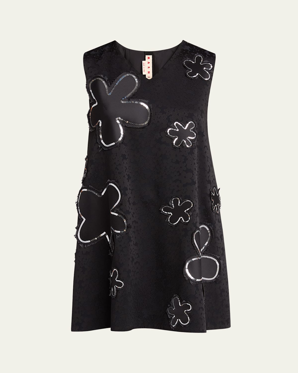 Flower Sequined Jacquard Mini Dress