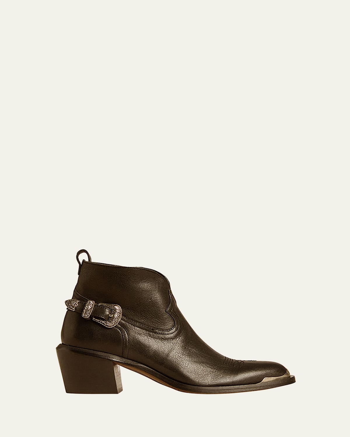 Golden Goose Patty Leather Buckle Western Ankle Boots In Black