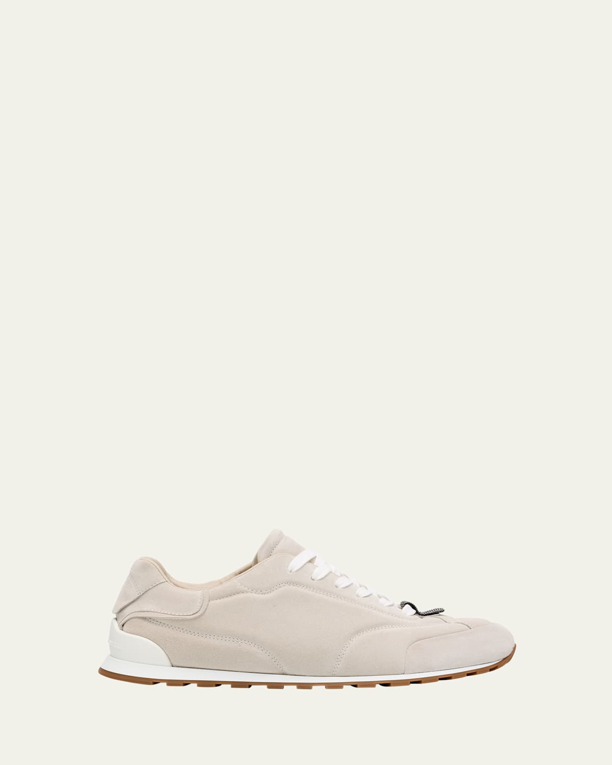 Brunello Cucinelli Suede Slim Runner Sneakers In Quarzo