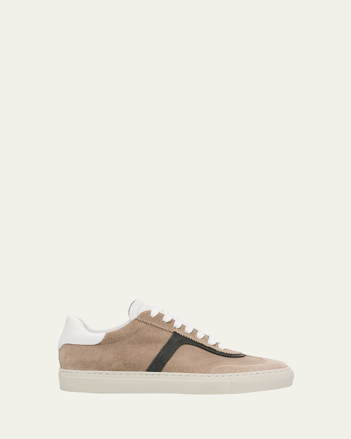 Brunello Cucinelli Beaded Suede T-toe Sneakers In Ice