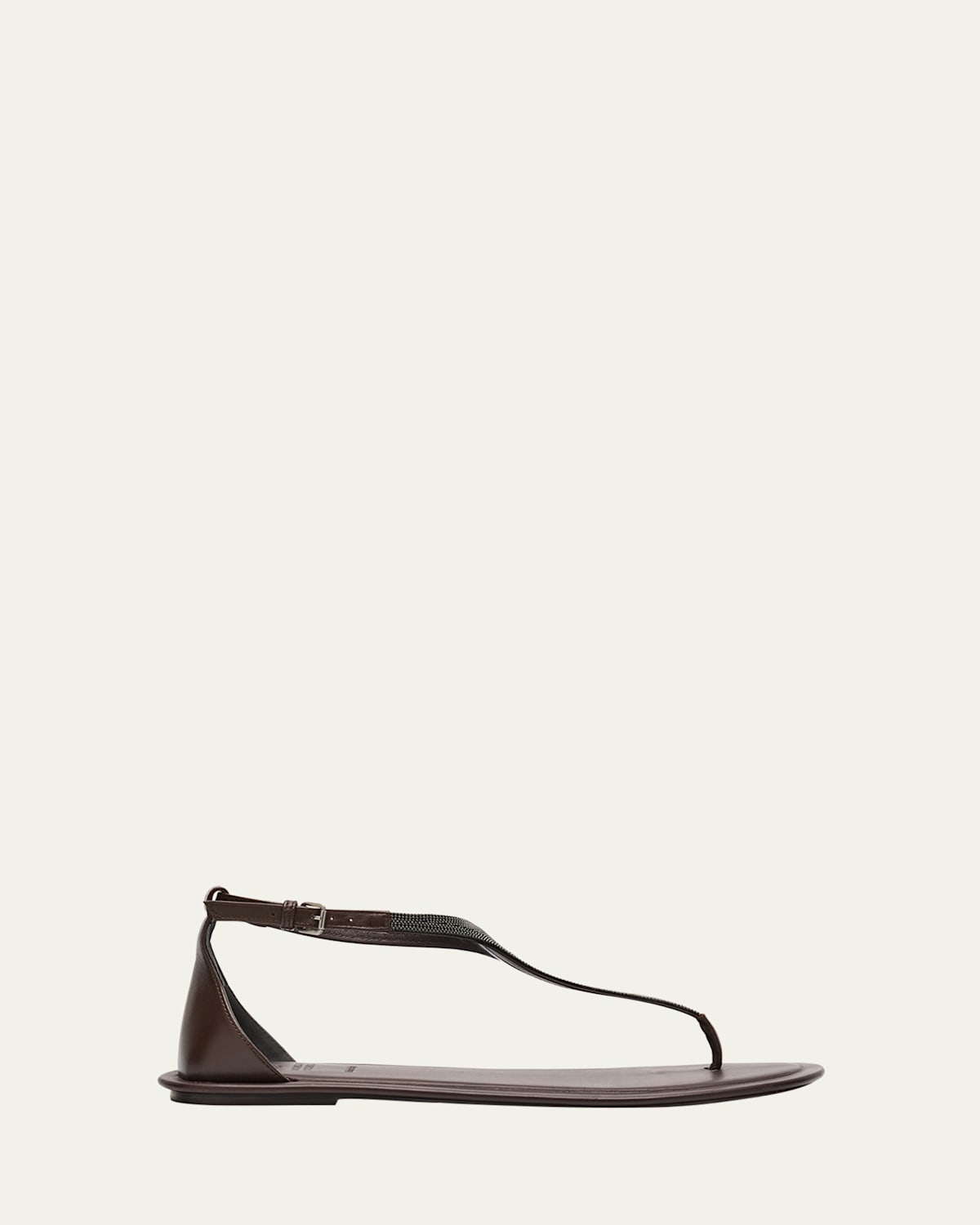 Brunello Cucinelli Brown Sandals With Adjustable Buckle Closure And Monil Detail In Testa Moro