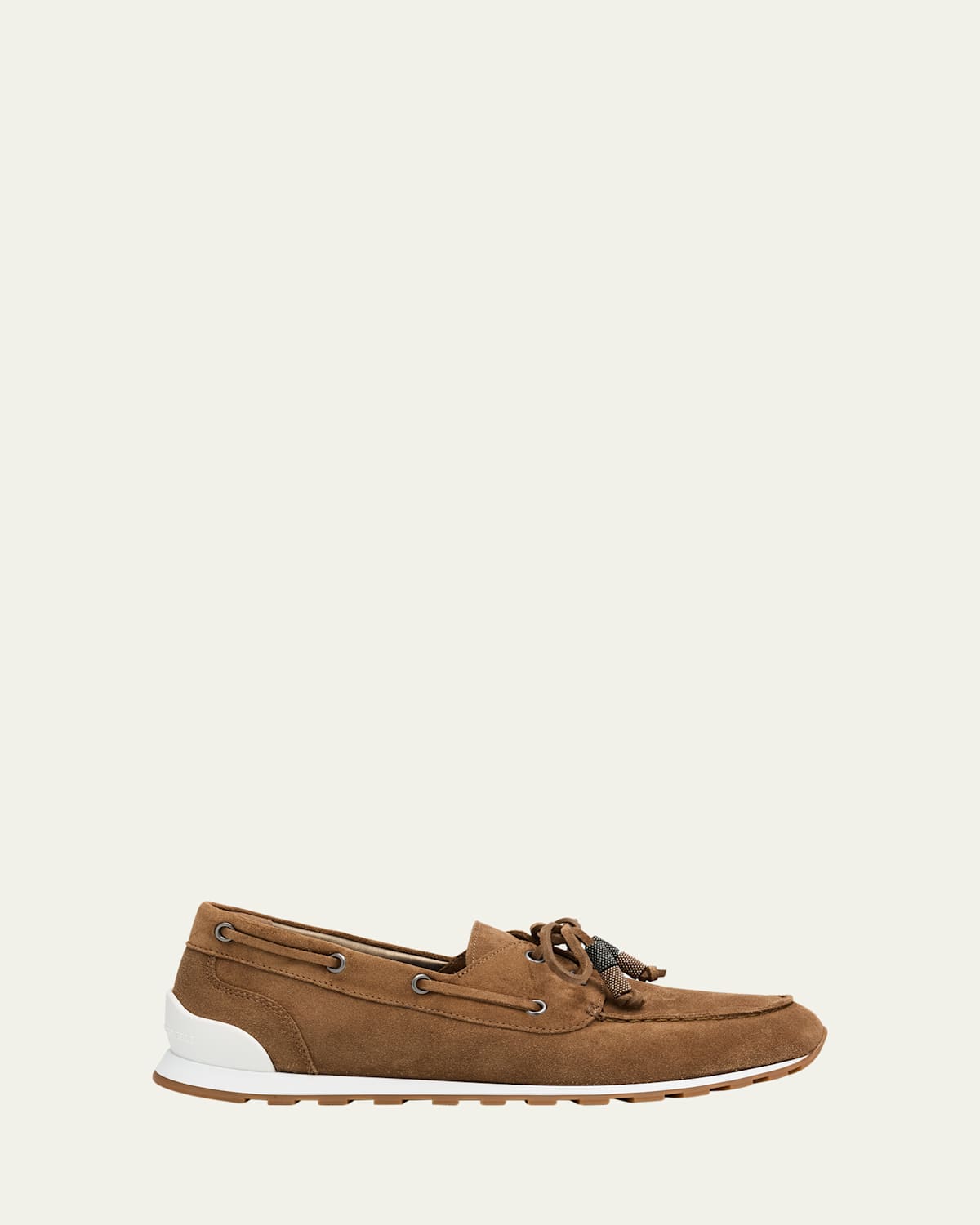 Brunello Cucinelli Loafers With Suede Finish And Rubber Sole In Sesamo