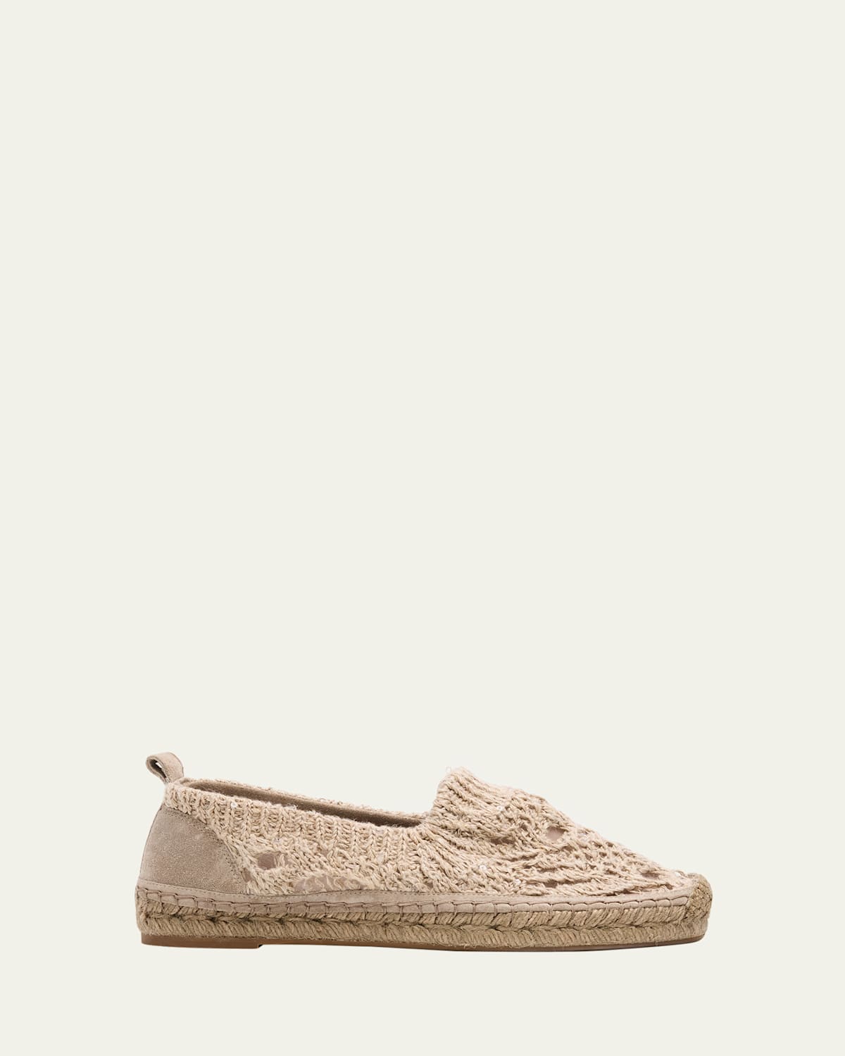 Brunello Cucinelli Linen-blend Dazzling Foliage Lace Knit Espadrilles In Brown