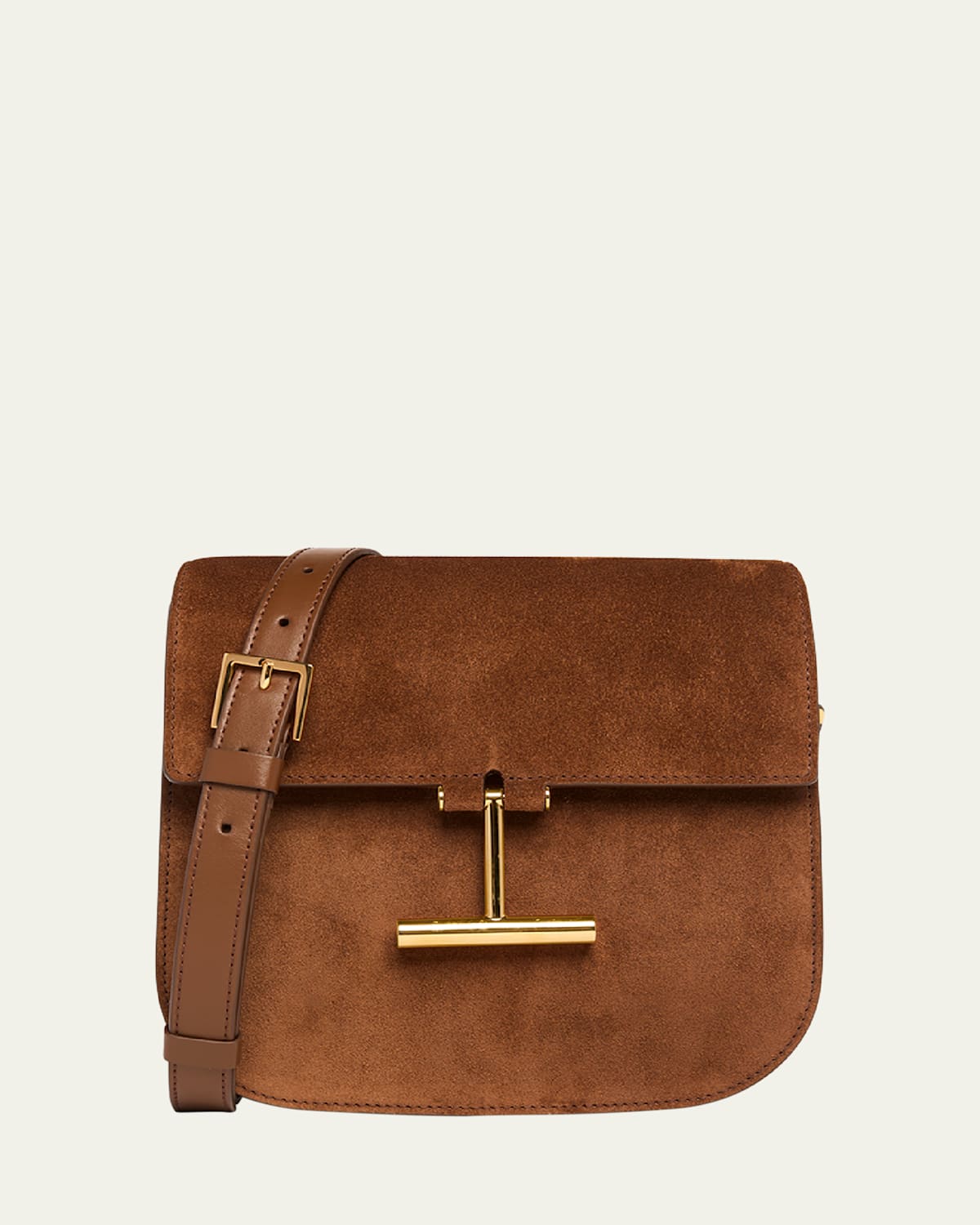 Shop Tom Ford Tara Mini Flap Crossbody Bag In Suede And Leather In Whisky