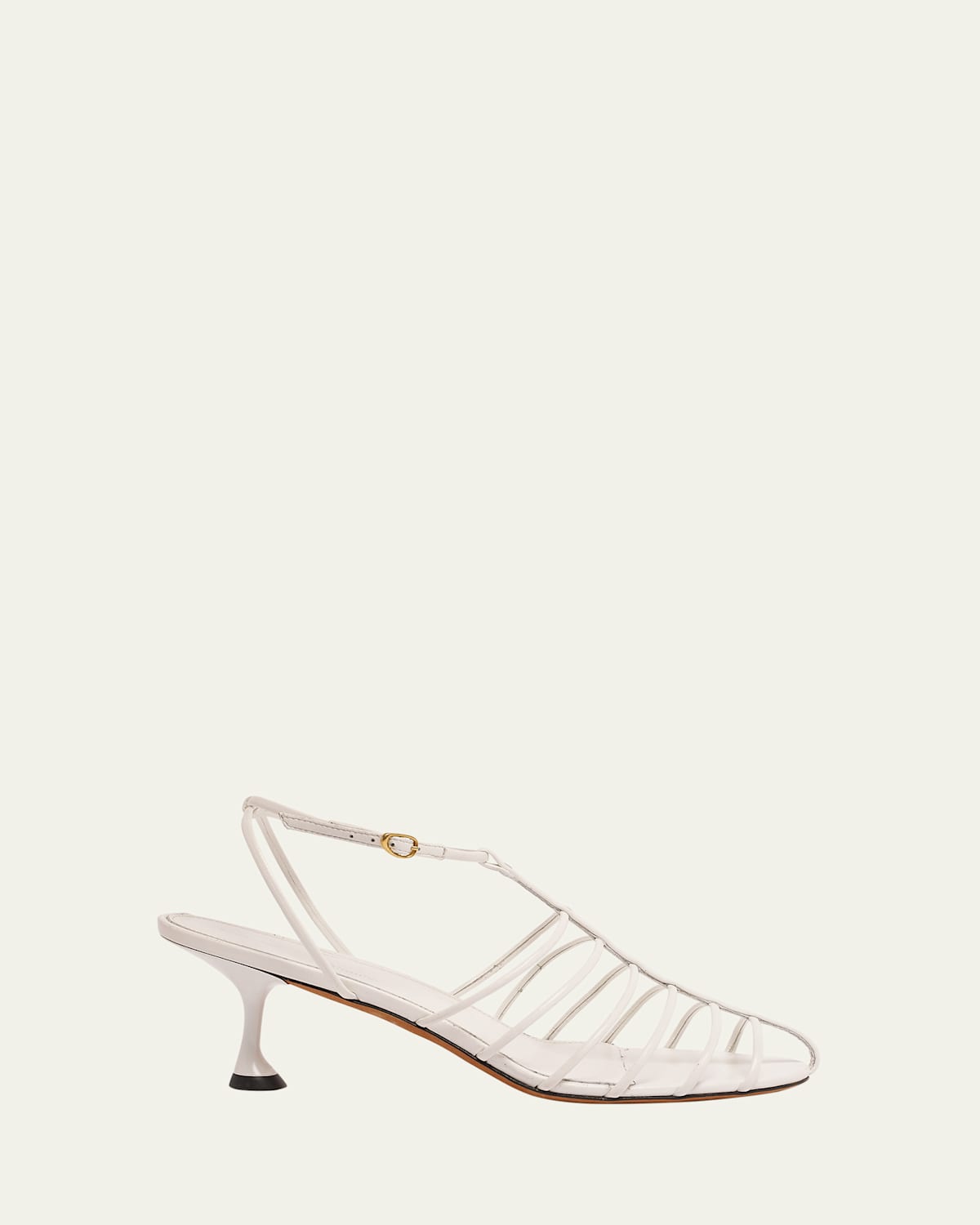 Shop Proenza Schouler Tee Leather Caged Heeled Sandals In White