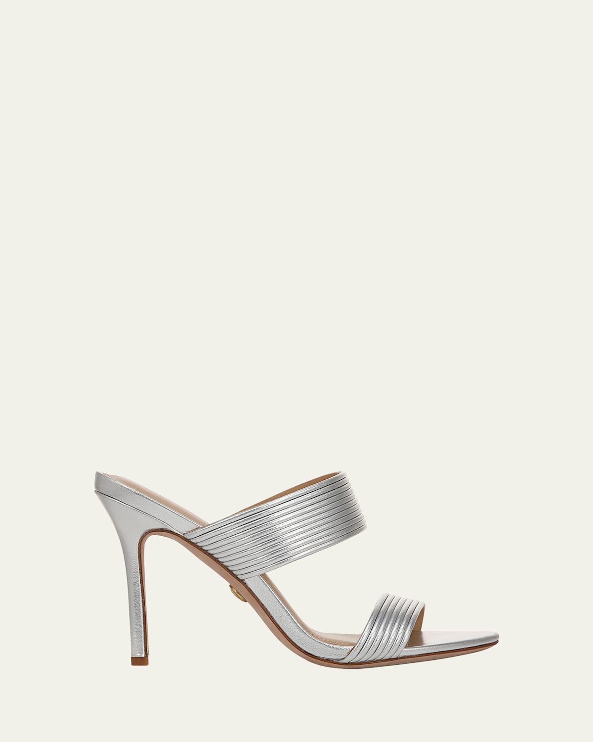 Veronica Beard Asha Metallic Dual-band Slide Sandals In Silver