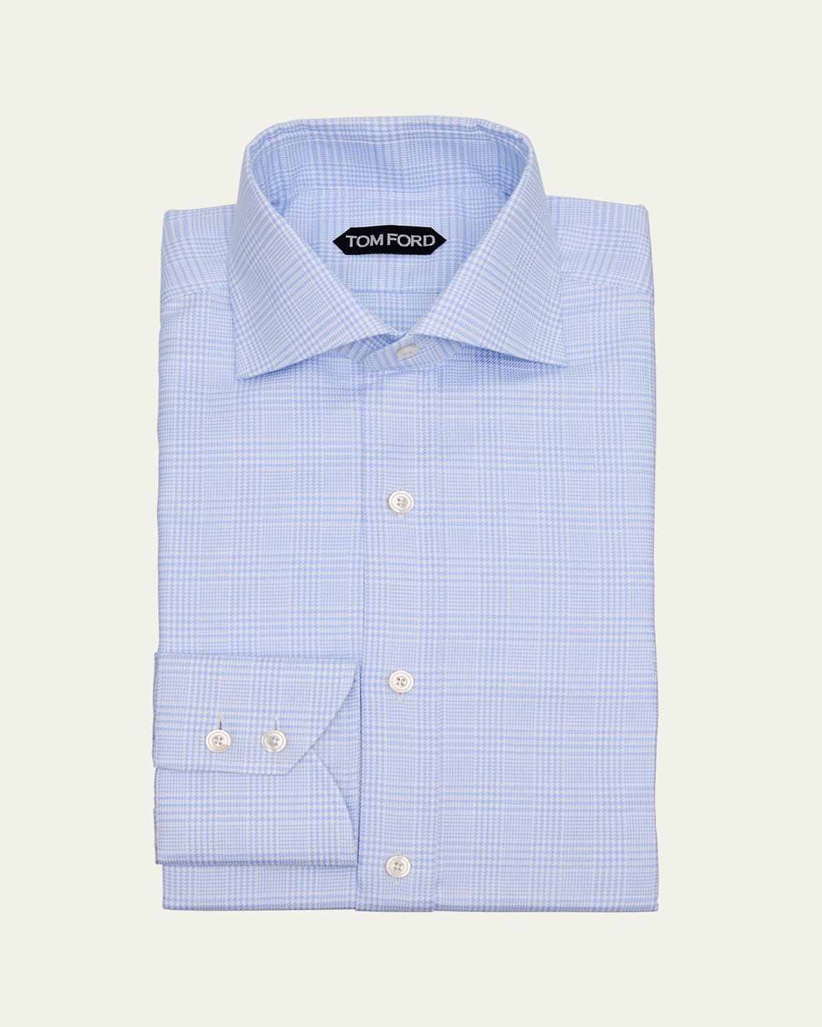 Tom Ford Men's Cotton Check Slim-fit Dress Shirt In Sky Multic