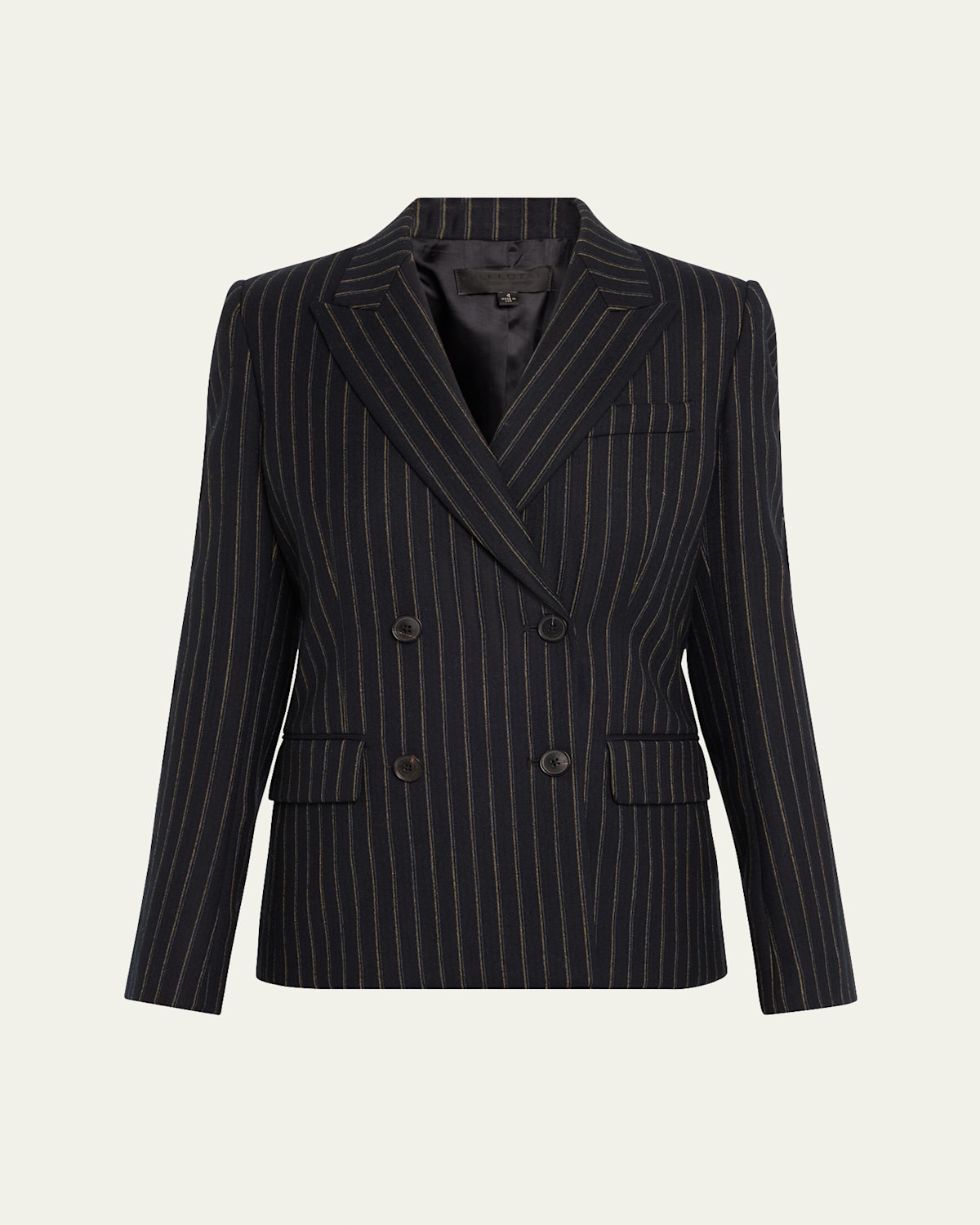 Nili Lotan Veda Pinstripe Double-breasted Wool Jacket In Nightfall Pinstripes