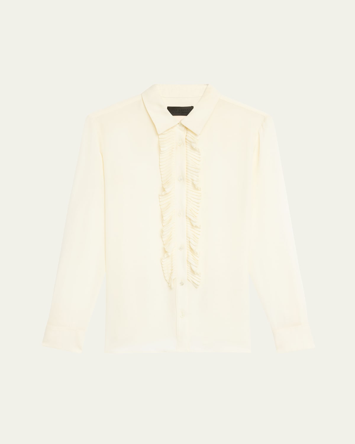 Nili Lotan Danika Ruffle Button Down Silk Top In Ivory
