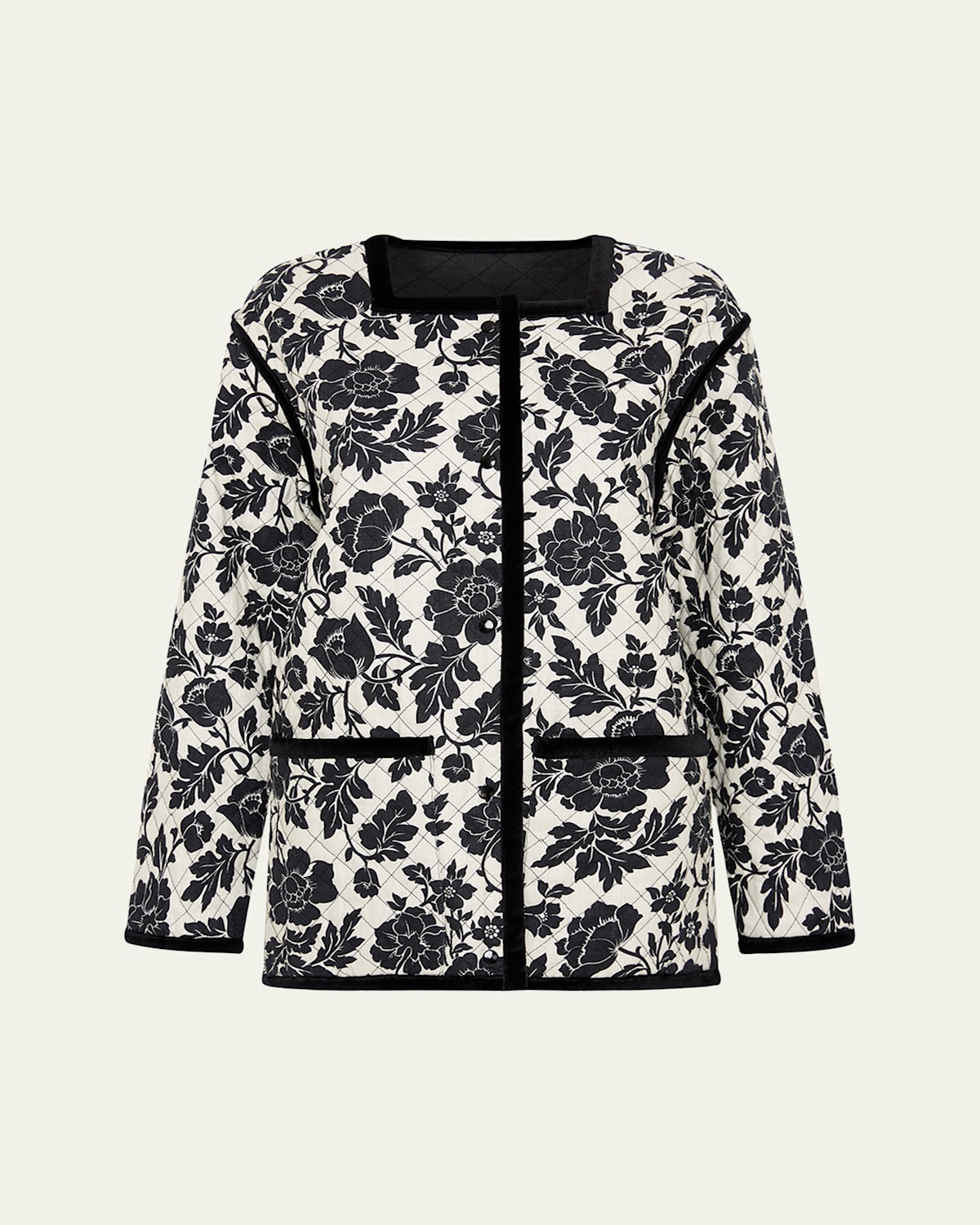 Shop Posse Romeo Reversible Floral Jacket In Boneblack