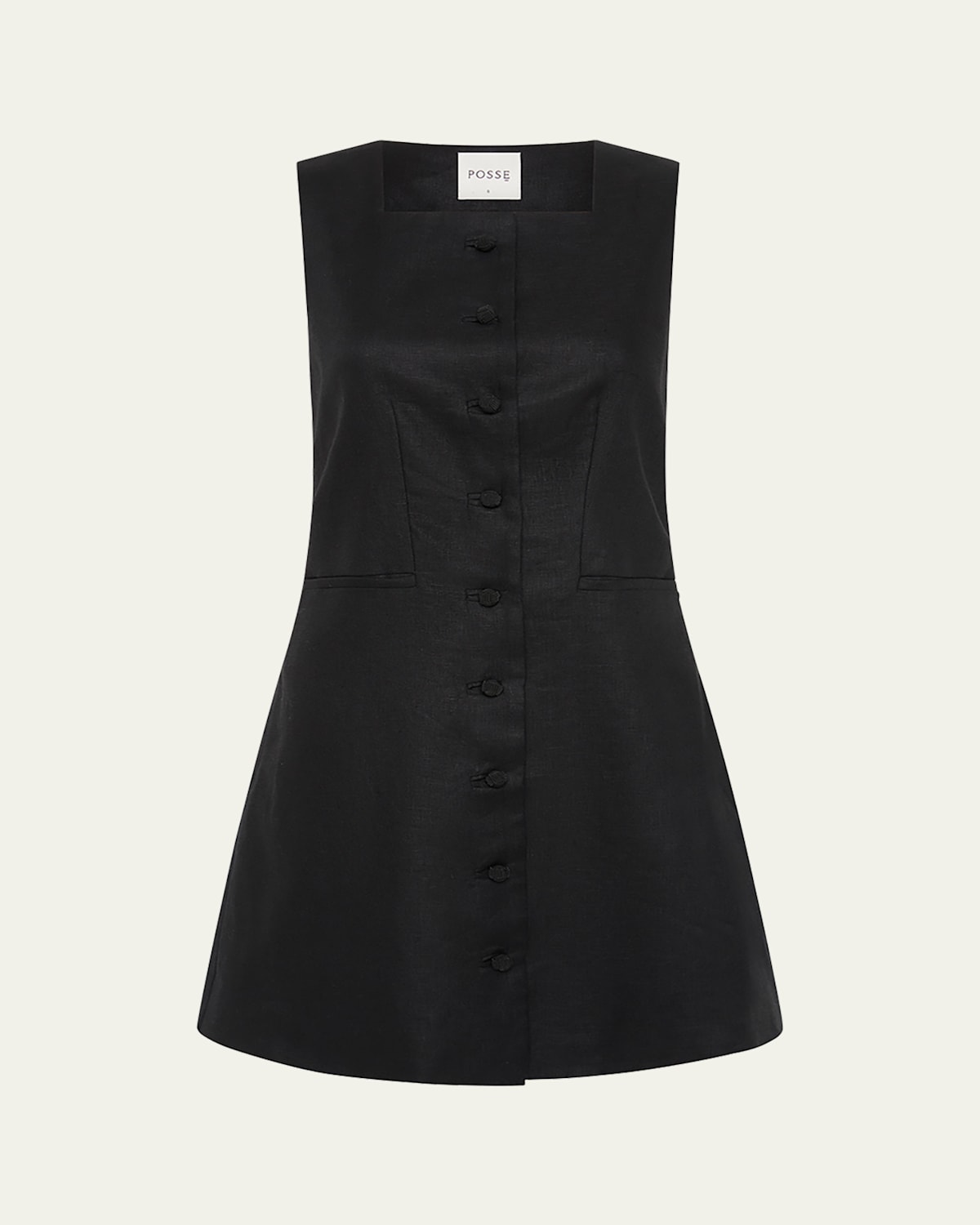 Shop Posse Rio Button-front Mini Dress In Black