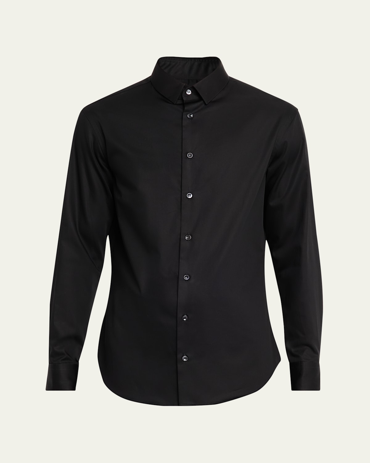 Giorgio Armani Men's Logan Piece-dyed Cotton Sport Shirt In Black