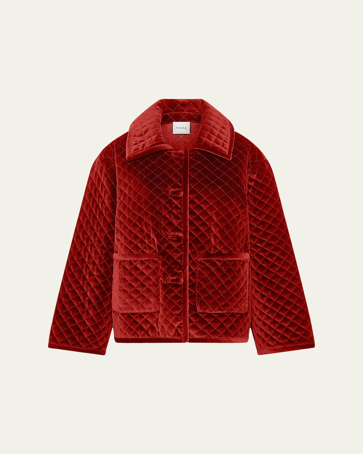 Shop Posse Marley Quilted Velvet Jacket In Deep Red