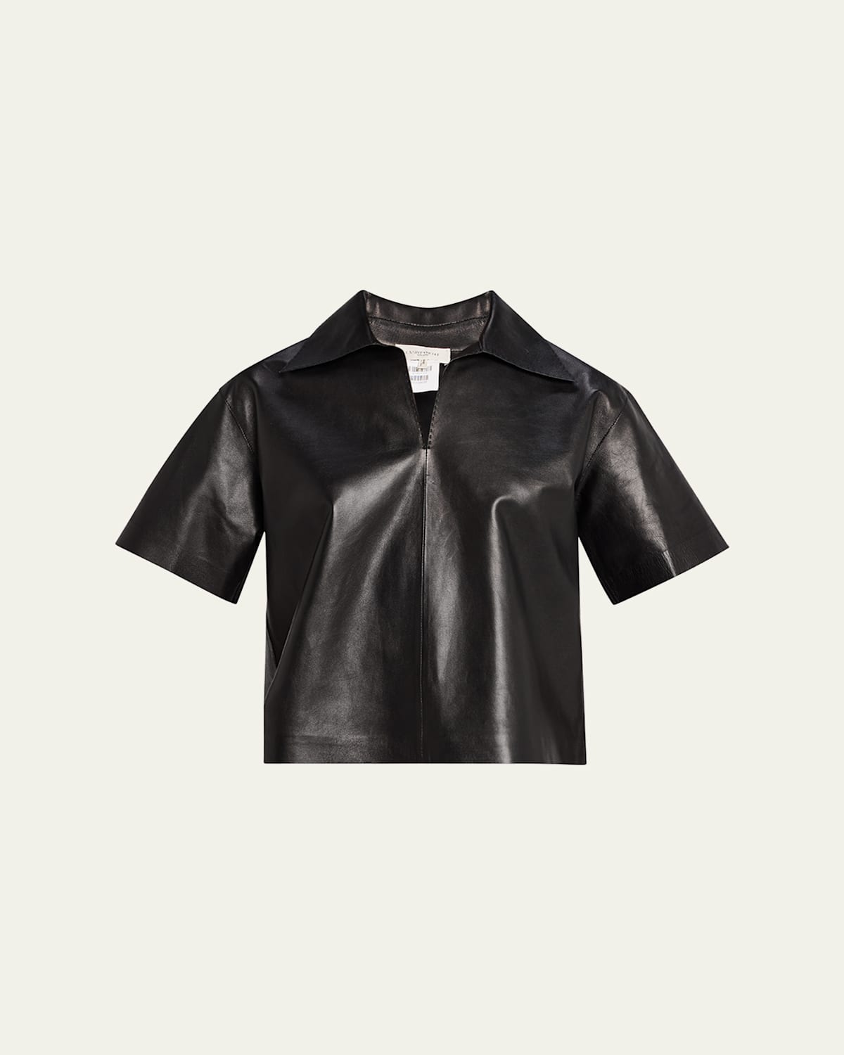 Short-Sleeve Leather Blouse