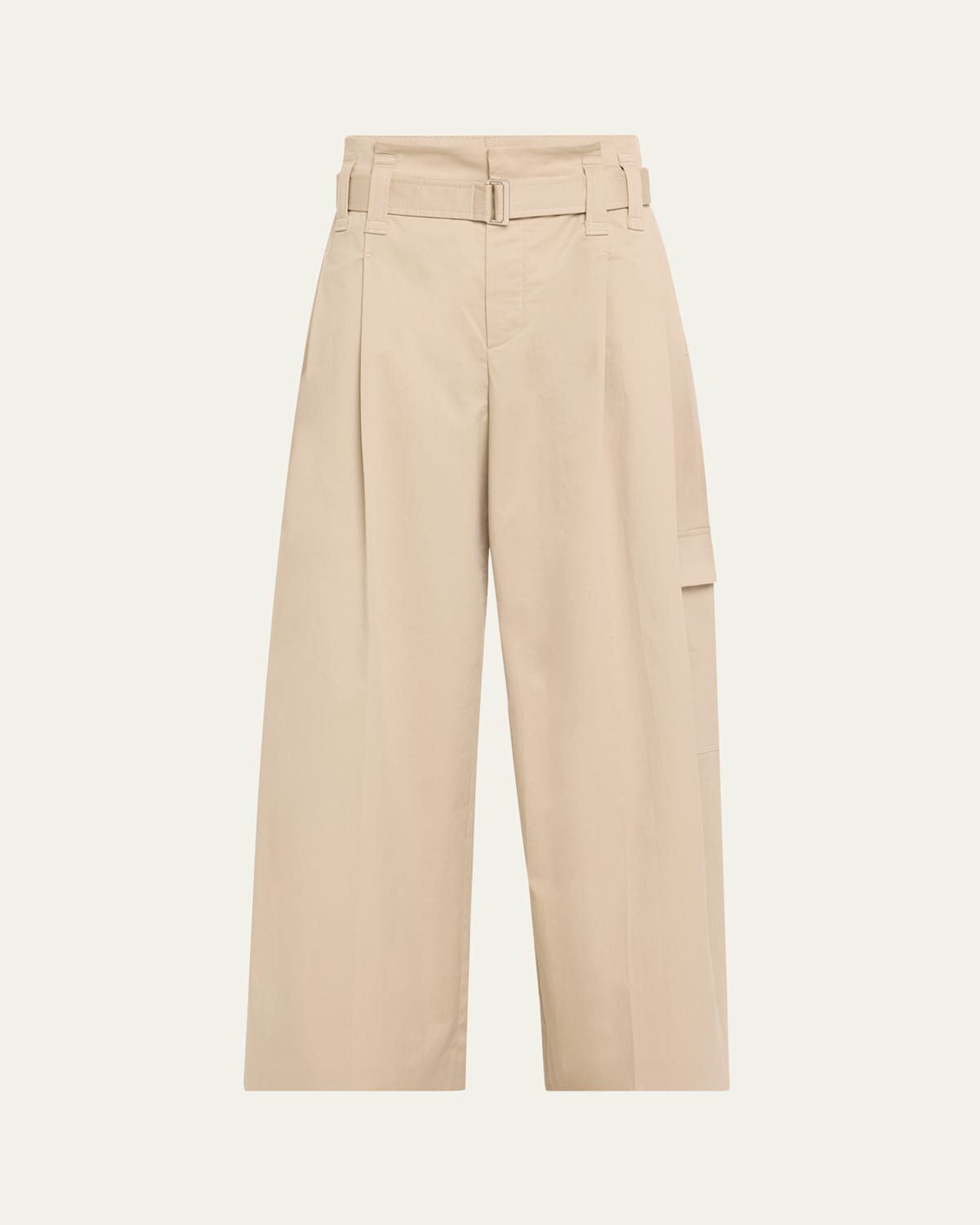 Brunello Cucinelli Pleated Cotton Gabardine Wide-leg Cargo Pants In Beige