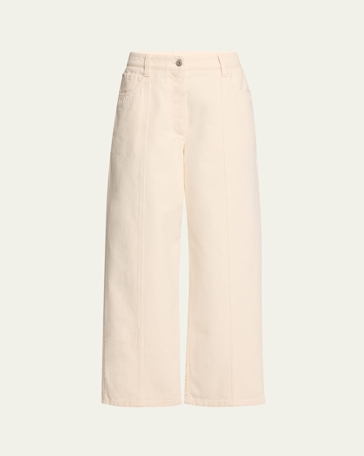 Brunello Cucinelli Cropped Square Denim Pants In Ecru