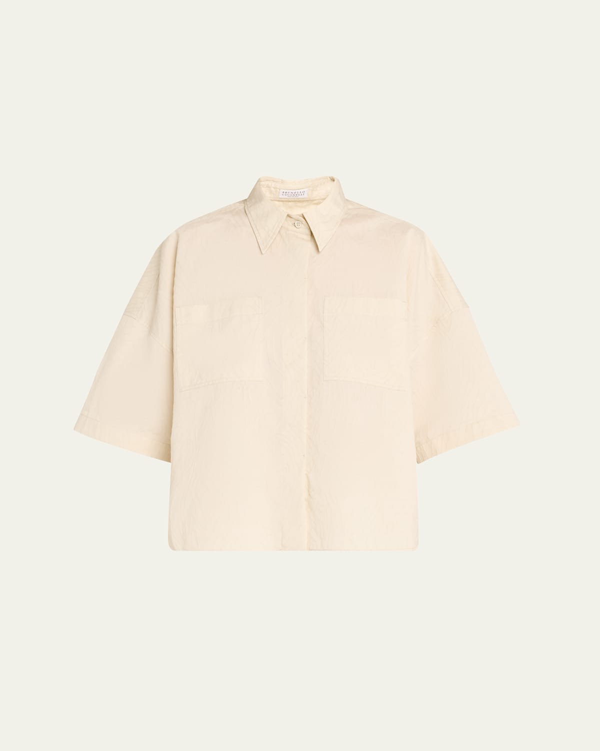 Shop Brunello Cucinelli Abstract Animal Jacquard Short Sleeve Button Down Shirt In Light Beige