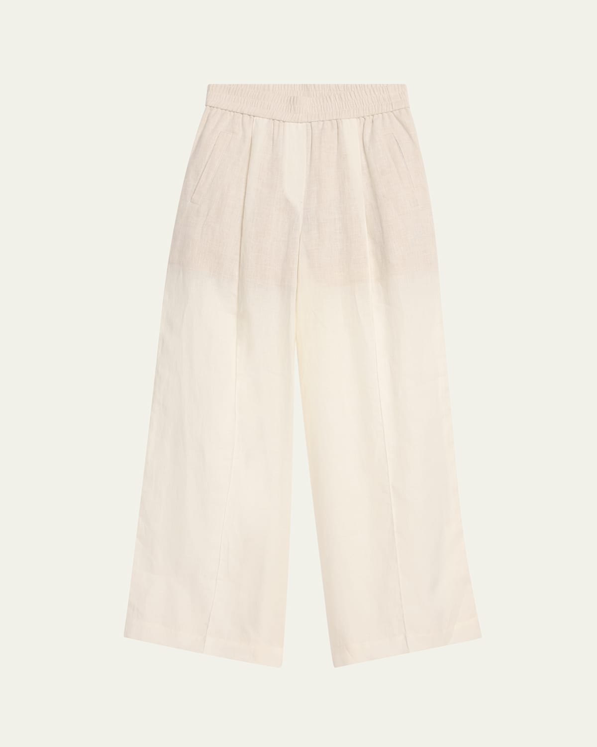 Brunello Cucinelli Pleated Wide-leg Linen Pull-on Trackpants In White