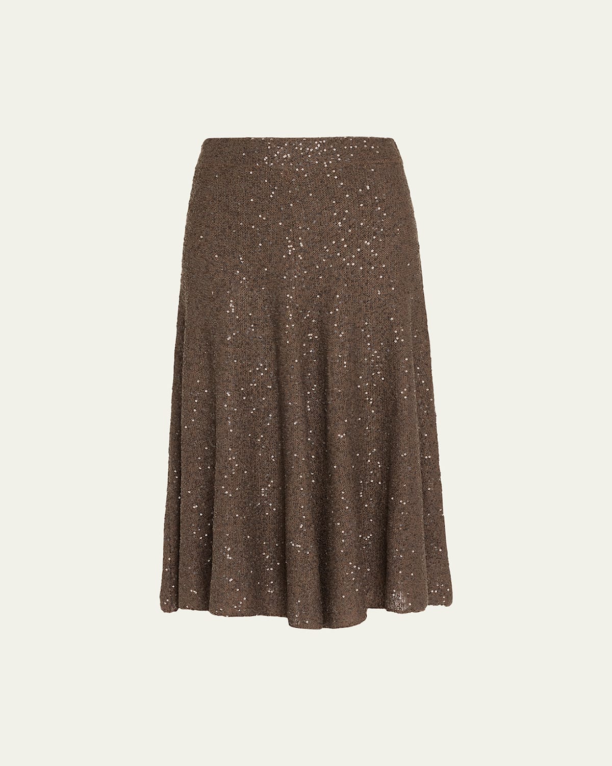 Brunello Cucinelli Texture Dazzling Midi Skirt With Sequined Finish In Black