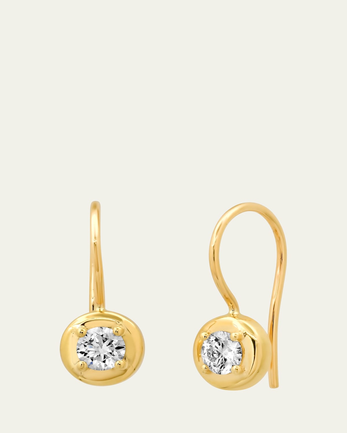 14K Yellow Gold Round Diamond Cloud Drop Earrings