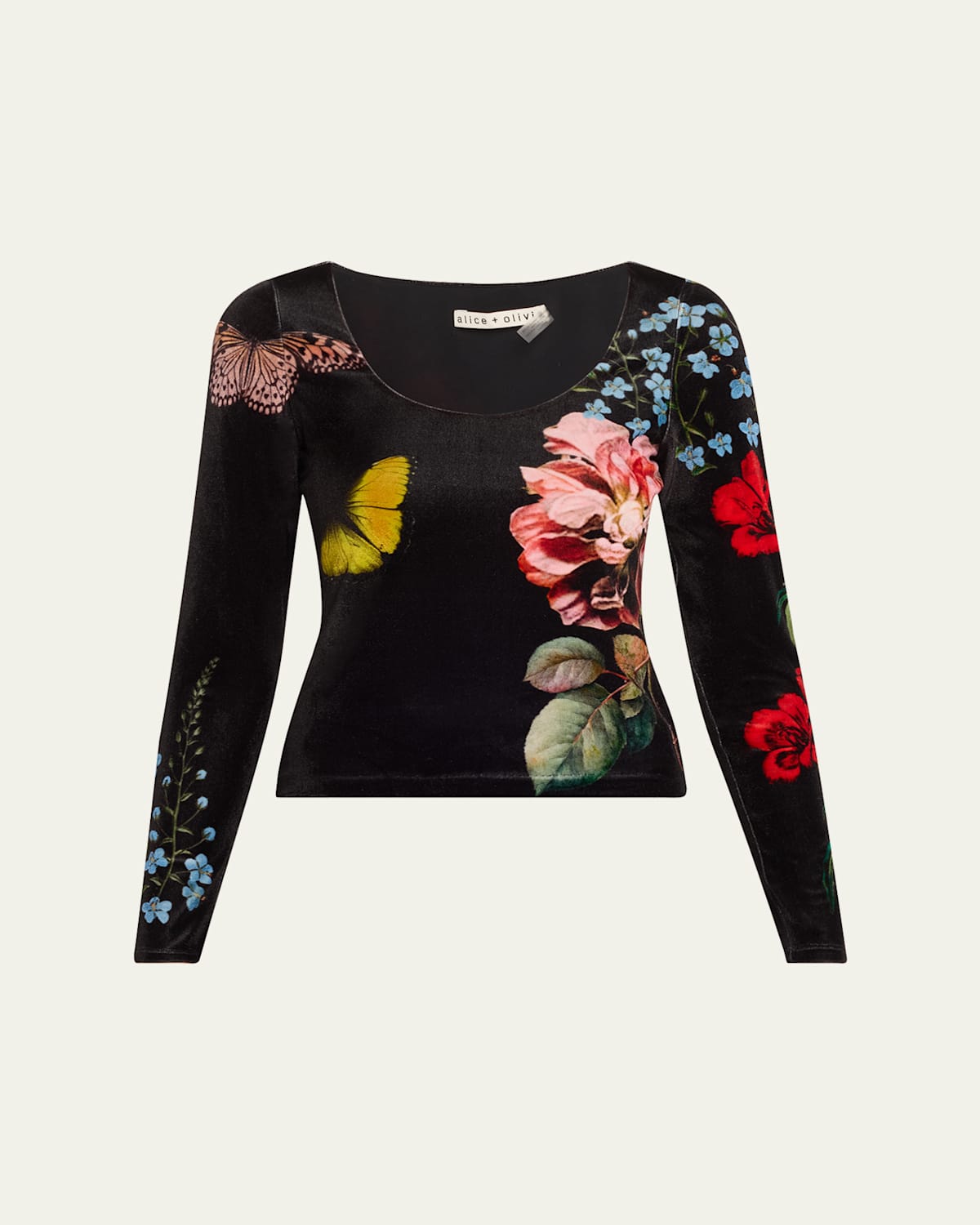 Delaina Scoop-Neck Velvet Top