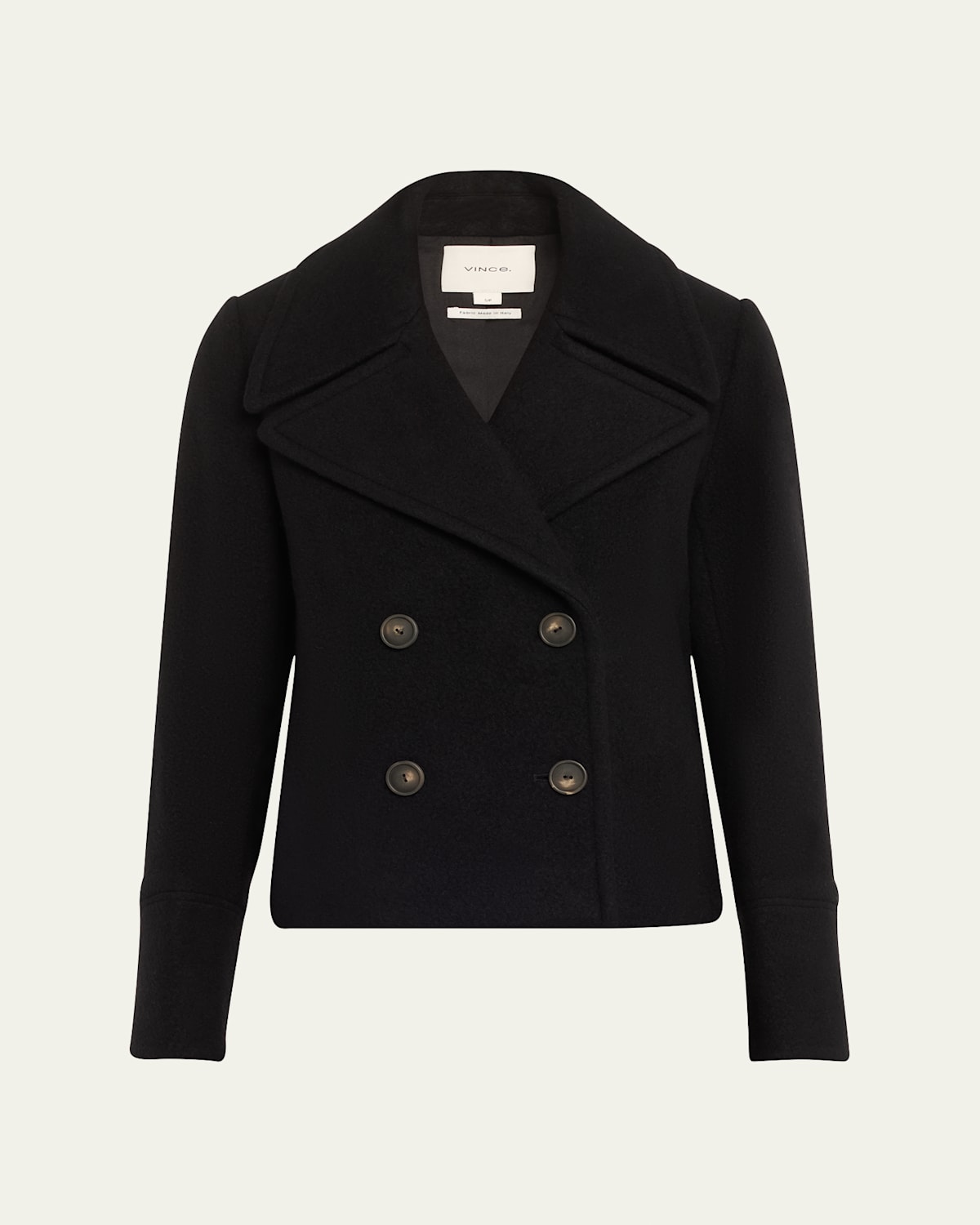 Shop Vince Cropped Wool Peacoat In Black