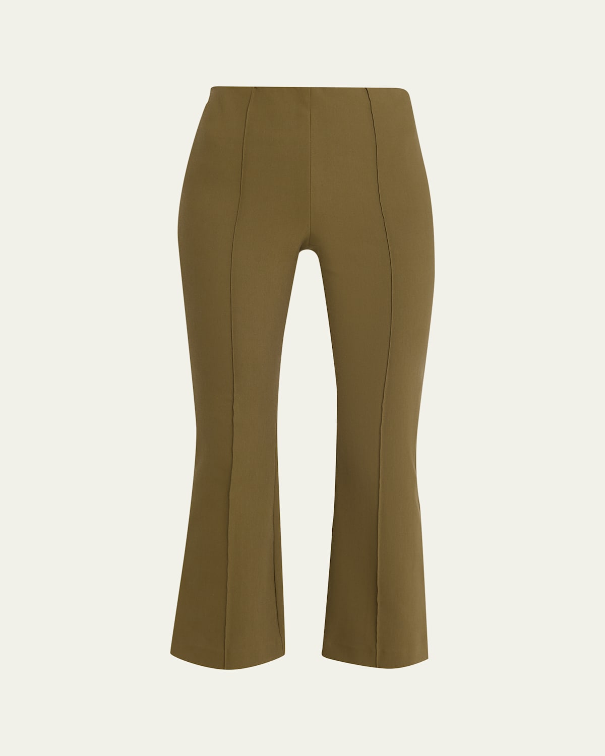 Vince Cropped Flare-leg Pintuck Pants In Green