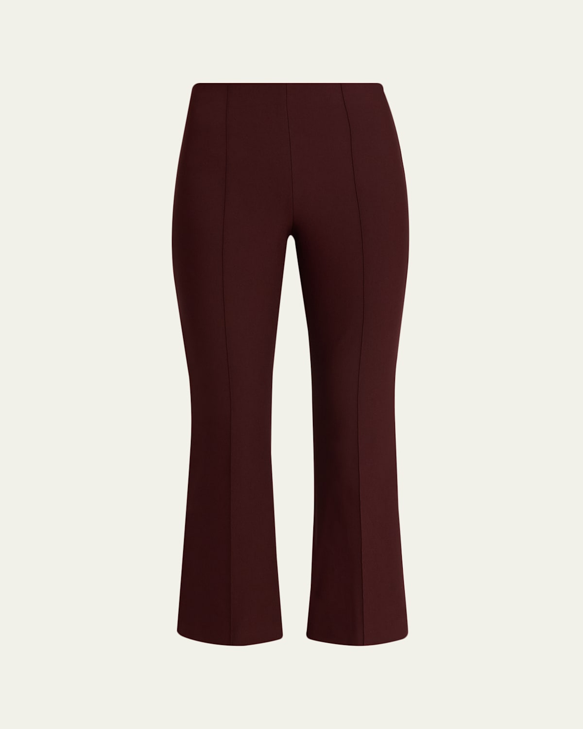 Vince Cropped Flare-leg Pintuck Pants In Burgundy