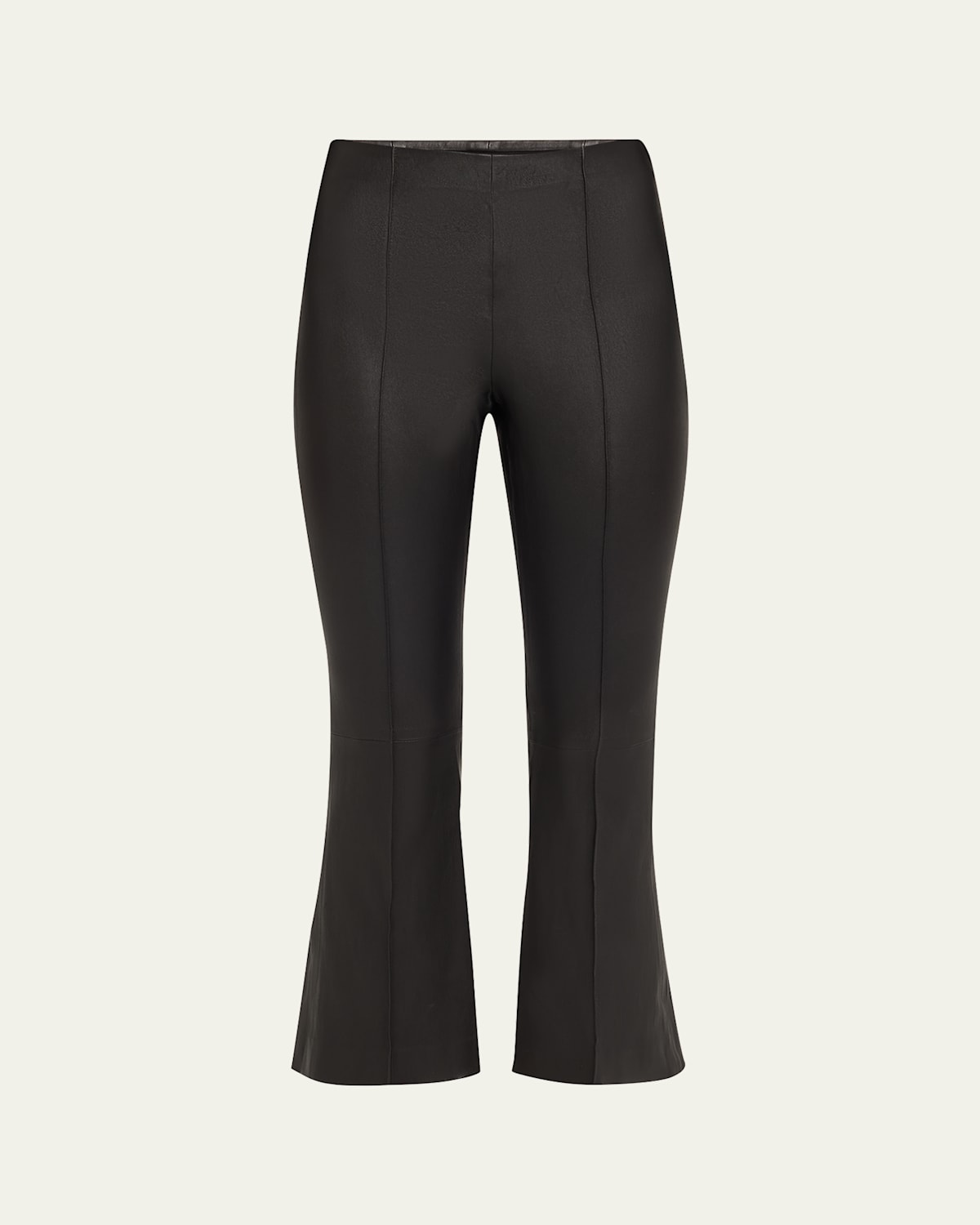 Shop Vince Cropped Flare Leather Pants In Black