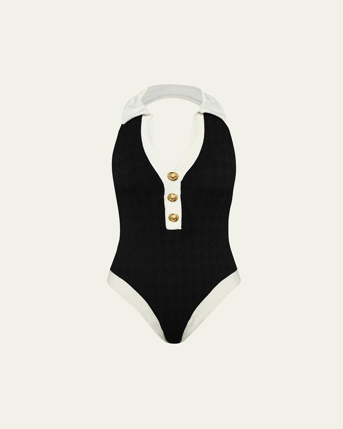 L Agence Natalya Collared One-piece Swimsuit In Black