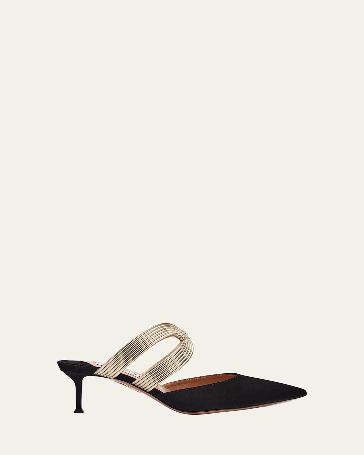 Laminated Leather and Suede Mule Pumps