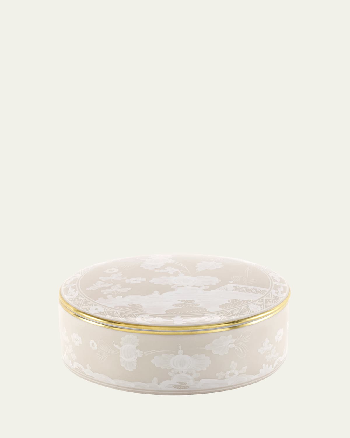 Ginori 1735 Oriente Italiano Meringa Trinket Box With Cover In Oi Meringa