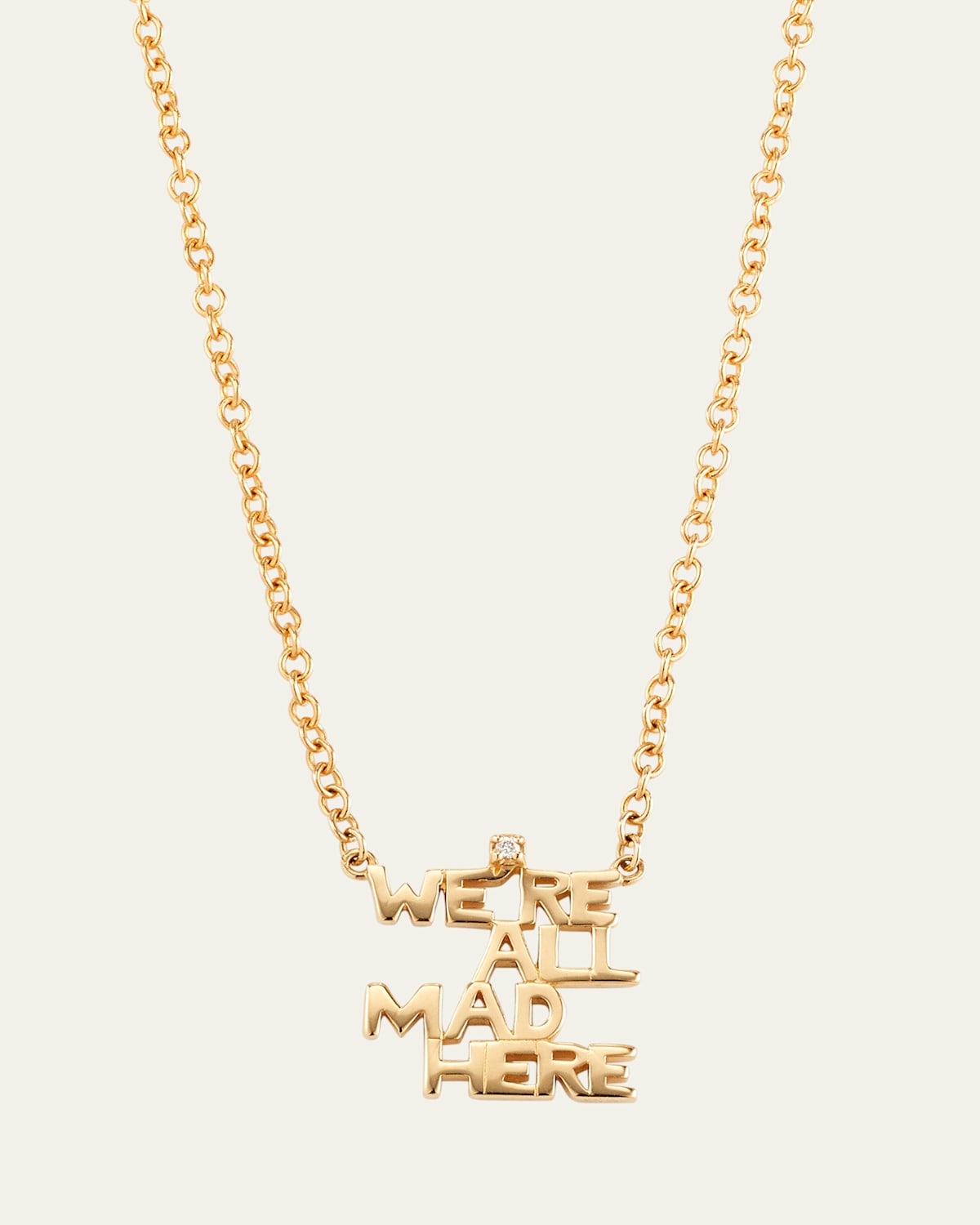We're All Mad Here 18K Gold Necklace with Diamond