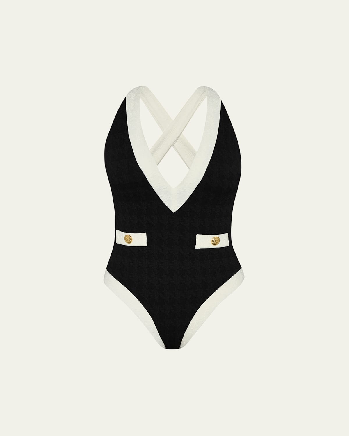 L Agence Colorblock Chic Lisa Plunge One-piece Swimsuit In Black