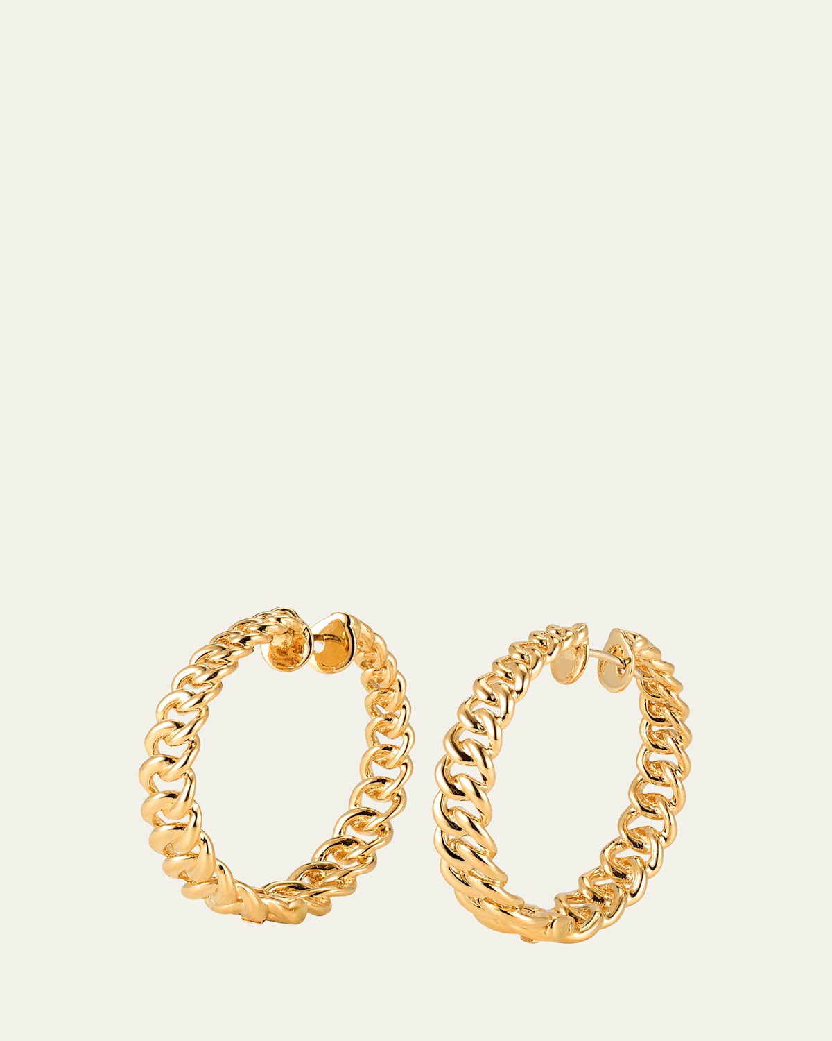 18K Yellow Gold 30mm Cuban Chain Hoop Earrings