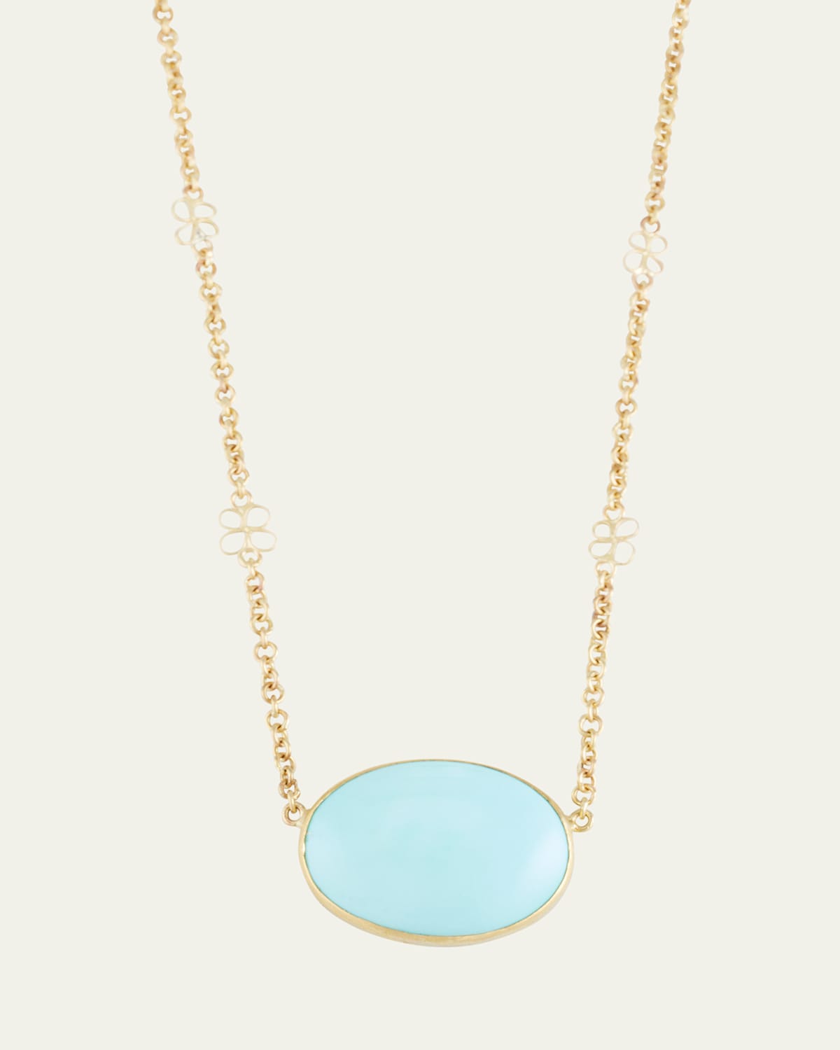 18K Yellow Gold Echo Necklace with Persian Turquoise and Pink Tourmaline