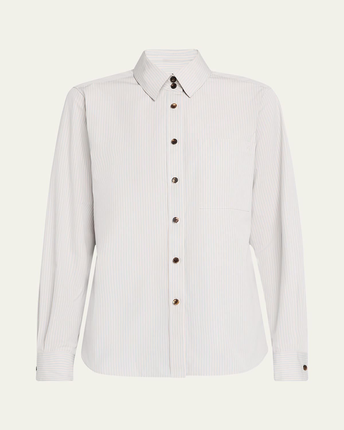LAFAYETTE 148 BUTTON-DOWN STRIPED COTTON SHIRT 