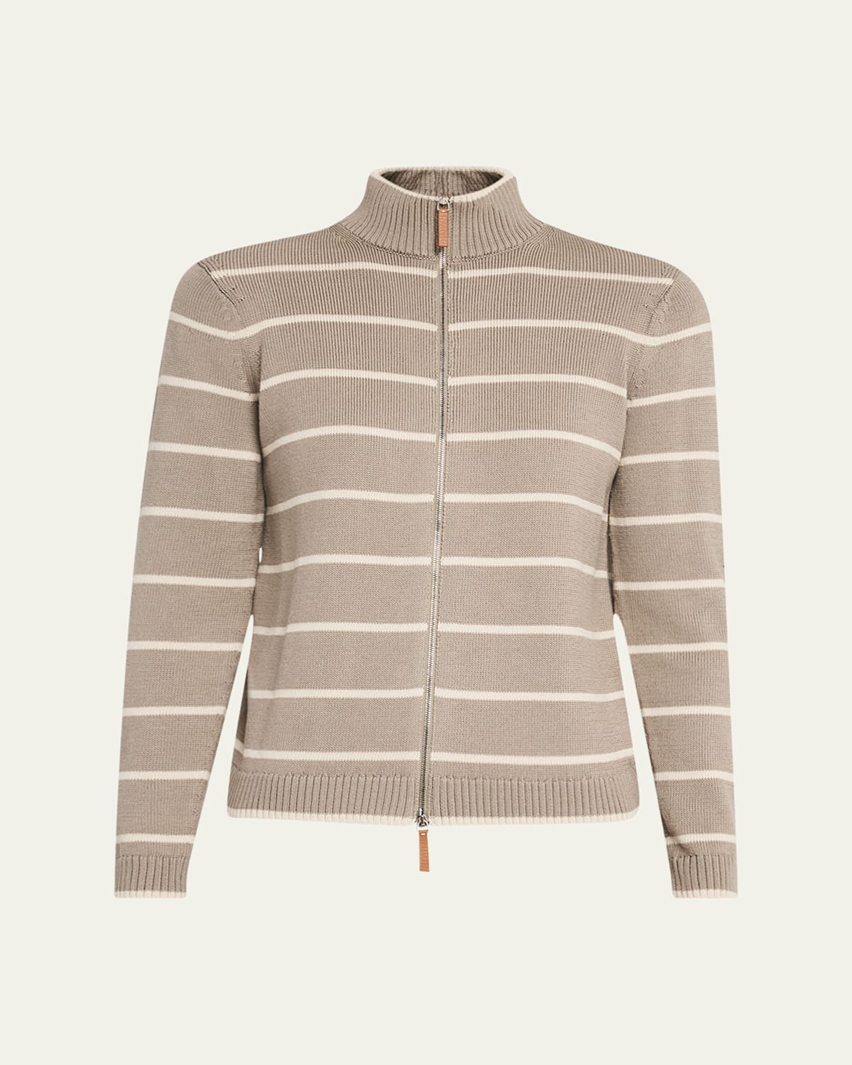 Striped Zip-Front Knit Jacket