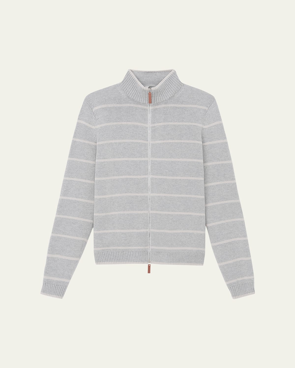 Striped Zip-Front Knit Jacket