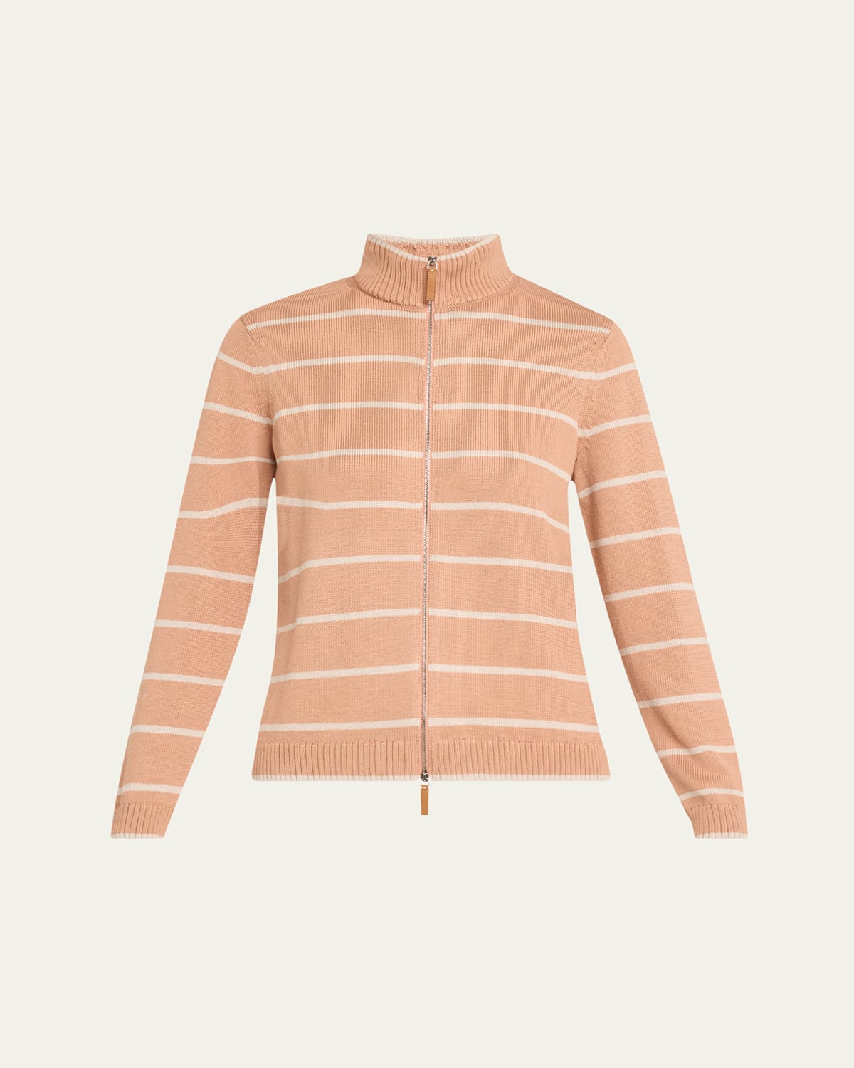 Striped Zip-Front Knit Jacket