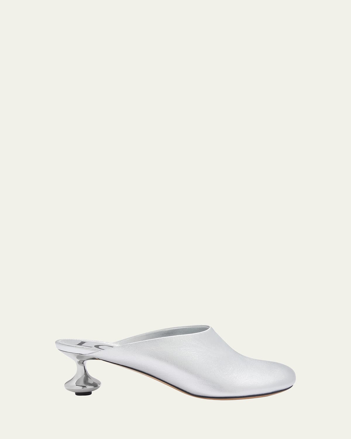 Loewe Toy Mule In Laminated Lambskin In Silver